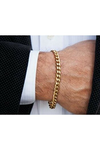TREND COLLECTİON Erkek Sarı Kararmaz Altın Kaplama Çelik Bileklik