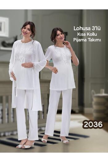 Nehir 2036 Вагітна Лохуса 3-комплект піжами та халат