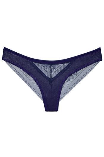 papatya lingerie Спереду з витисненим логотипом, ззаду з рівними краями, з мереживом, фантазійні бразильські трусики - сині