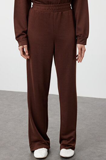 Trendyol Modest Oversize Καφέ Πλεκτό Σετ αθλητικής φόρμας - με κουκούλα TCTAW22EN0005