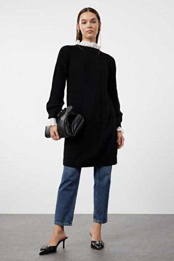 Trendyol Modest Pletený svetr Thessaloniki – černý guipure detail, TCTAW24AK00126