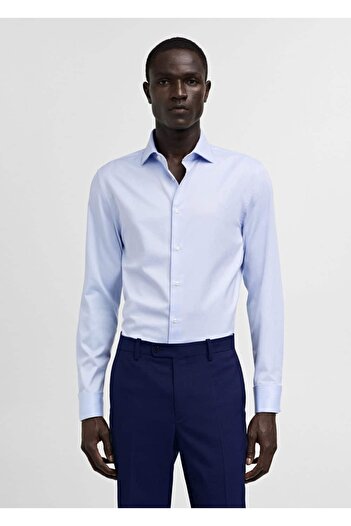 MANGO Man Slim Fit Twill Fabric Shirt with Cufflinks