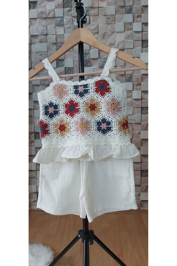 SONGÜLBERİK Girl's Muslin Fabric Summer Suit