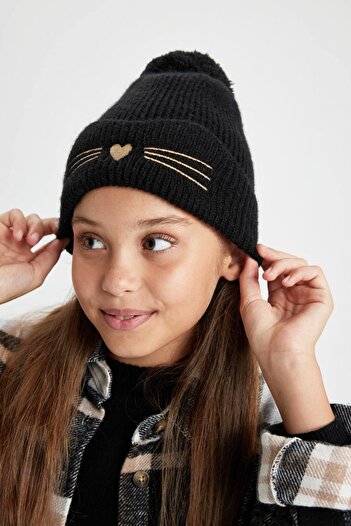 DeFacto Girl's Knitwear Beret with Pompom - A5731a823wn