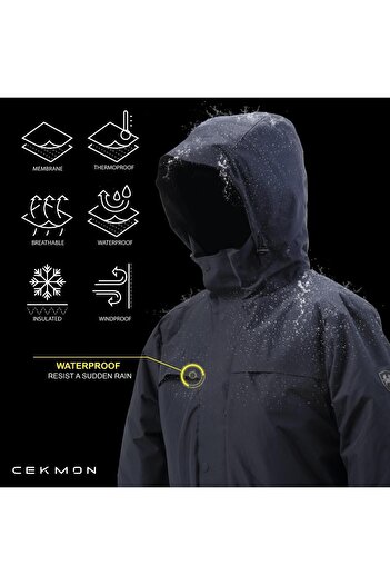 Cekmon Erkek Siyah Regular Fit Nefes Alır Kumaş Içi Silikon Micro Elyaflı Kışlık Klasik Mont