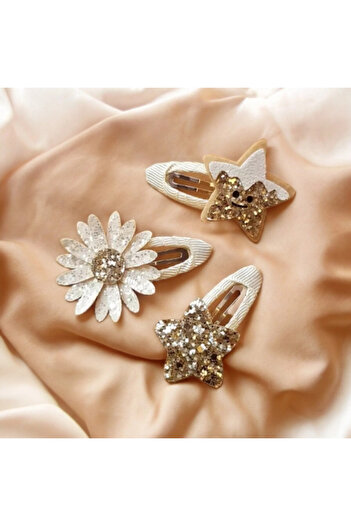 damlakidsmoda Star Daisy Gold 3-Piece Baby Girl Buckle Set