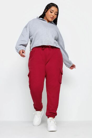 Stil Diva Large Size Cargo Jogger Trousers with Elastic Leg and Pocket Detail -302771