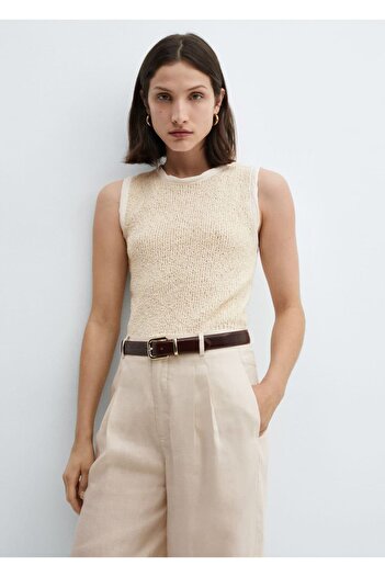 MANGO Woman Blouse with Contrast Apret