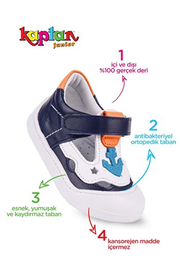 KAPTAN JUNIOR Genuine Leather Baby Boy Orthopedic Shoes - Ilkadım Imse 500