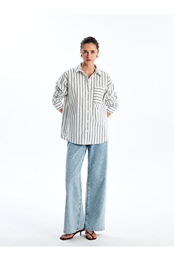 LC Waikiki LCW Oversize Striped Long Sleeve Women's Shirt
