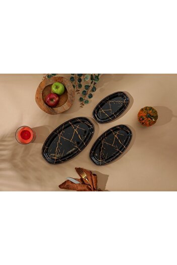 GÜRCÜGLASS Marble Pattern Oval 3-Piece Boat