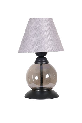Fer Avize Noki Black Modern Design Smoked Glass Lampshade - Table - Gray Hat Night Lamp