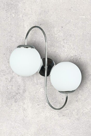 Fer Avize Jupiter Sconce Modern Design Chrome Color White Glass Cafe - Kitchen - Bedroom - Hall Wall Sconce