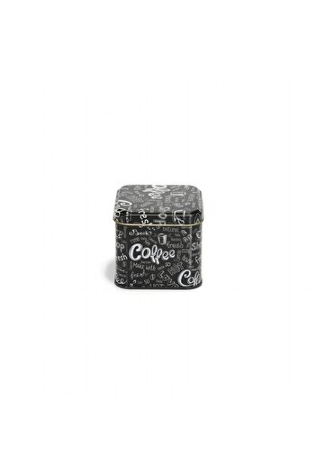 EVLE Ef014-q9 Sn_coffe 2 Go Patterned Square Metal Storage Container 9x9 Cm