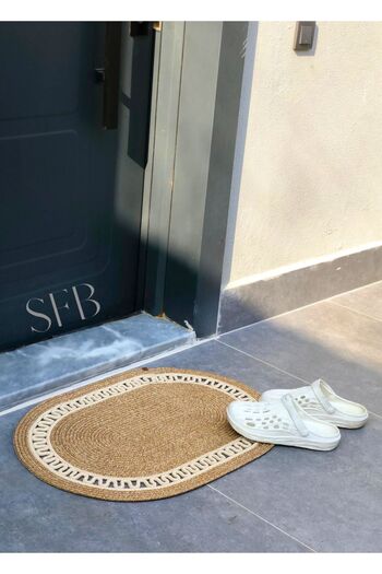 HomeTurko Jute Door Mat, Bohemian Style Mat, Washable, Door Front Mat, Modern Mat, Double Sided