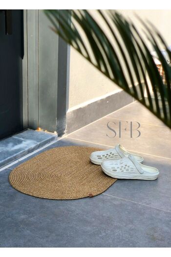HomeTurko Jute Door Mat, Bohemian Style Mat, Washable, Door Front Mat, Modern Mat, Double Sided