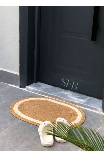 HomeTurko Jute Door Mat, Bohemian Style Door Mat, Washable, Door Front Mat, Modern Door Mat, Double Sided