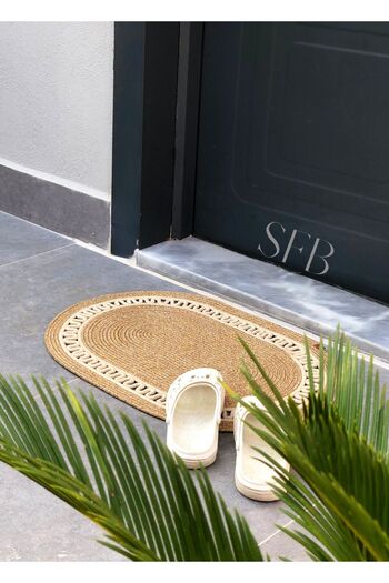 HomeTurko Jute Door Mat, Bohemian Style Mat, Washable, Door Front Mat, Modern Mat, Double Sided