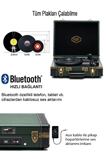 GDL Retro Çanta Pikap T317b Elite (BLUETOOTH-ŞARJLI-AUX-METAL IĞNELİ) "orijinal Ürün-2 Yıl Garantili"