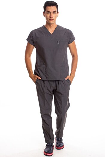 Simirna Üniforma Surgical Doctor Nurse Scrubs Smoked Jersey Set