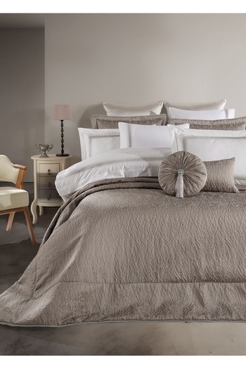 Dantela Gray Katrina Jacquard Fiber Bedspread Set