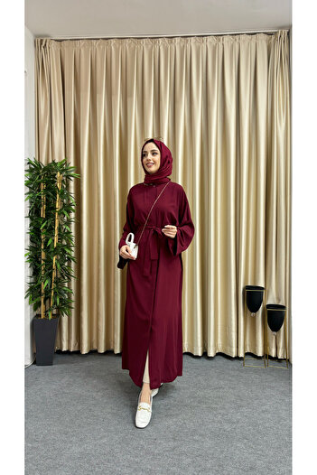 hacer ayaydın Medina Silk Mobile Belted Buttoned Ferace/Abaya