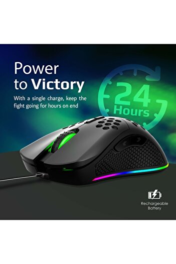 VERTUX Oyuncu Mouse Gamecharged Çift Mod Oyun Özel Led Işıklı 16.000 Dpı - Ammolıte