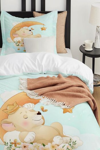 Else Dekor Moon Sleeping Bear Patterned Single Children's Duvet Cover Set Without Sheets