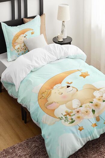 Else Dekor Moon Sleeping Bear Patterned Single Children's Duvet Cover Set Without Sheets