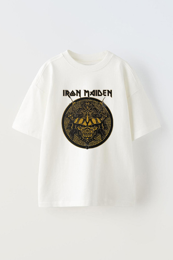 THEWERT Μπλουζάκι Iron Maiden Samurai με στάμπα Unisex Λευκό Oversize βαμβακερό μπλουζάκι