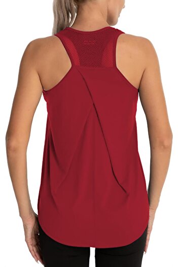 GHASSY CO. Women's Training Yoga Sports Undershirt - Cross Top Tank Tops with Back Mesh Detail 1783