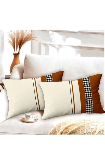 Ardizayn Goose Foot - (Tan) Velvet Fabric Double Cushion Cover (35x55 cm) - Double-Sided Print