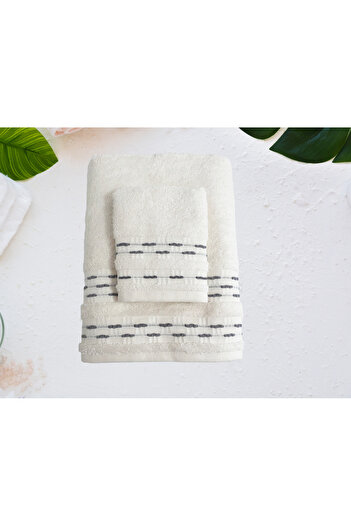 Lucy and Home Σετ 2 πετσετών με περίγραμμα - 100% ΒΑΜΒΑΚΙ, 70X140cm+30X50cm