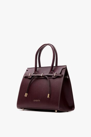 LOVENTA Midsize Hand Bag Dark Claret Red Ciara