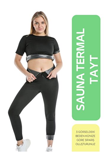 NEDEFİT Zayıflatan Termal Sauna Agraflı Terleten Yüksek Bel Zayıflatan Spor Tayt