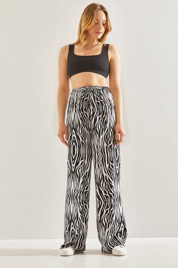 Bianco Lucci Multi Patterned Women's Trousers - Elastic Waist60241009