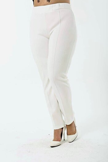 Esina Women's Diving Fabric Ankle Length Trousers with Iron-on Stitching