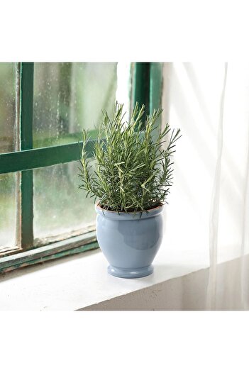 IKEA 2 Adet Country Tarzı Seramik Saksı Açık Mavi 12 cm
