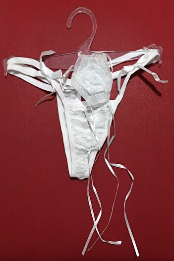 Nana & Mayka Moda Rose Low-Cut Double Elastic White String Thong Panties S-M-L Standard