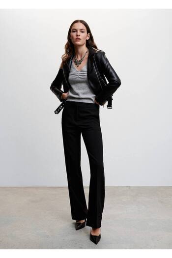 MANGO Woman Leather Look Biker Jacket