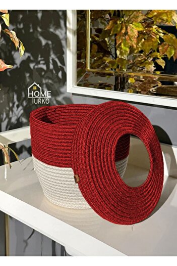 HomeTurko Natural and Natural Jute and Straw Trash Can - Modern Bucket for Kitchen and Bathroom