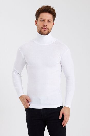 Bentillo Men's White Turtleneck Camisole Sweater