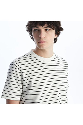 LC Waikiki LCW Casual Crew Neck Short Sleeve Striped Combed Cotton Men's T-Shirt