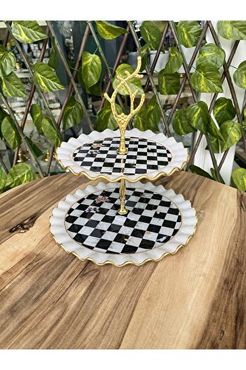 GÜRCÜGLASS Checkered two-layer cookie holder