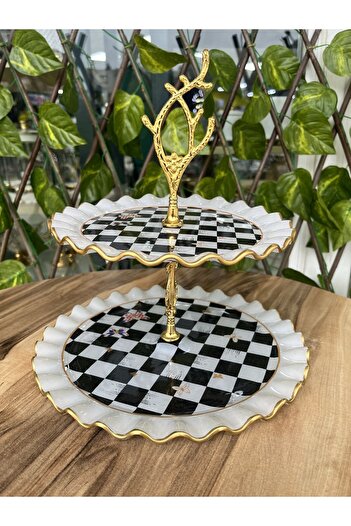 GÜRCÜGLASS Checkered two-layer cookie holder