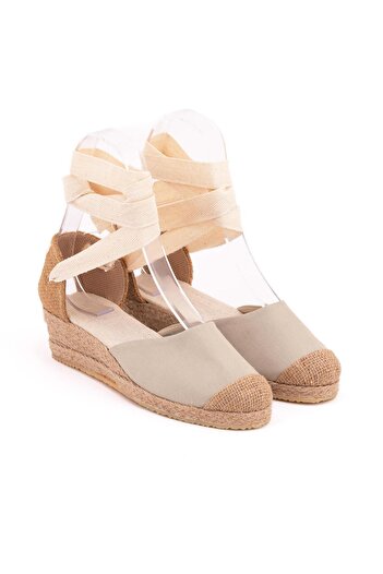Star Tombis Beige Wicker Jute Wrist Tie - Casual Women's Espadrille, Handmade