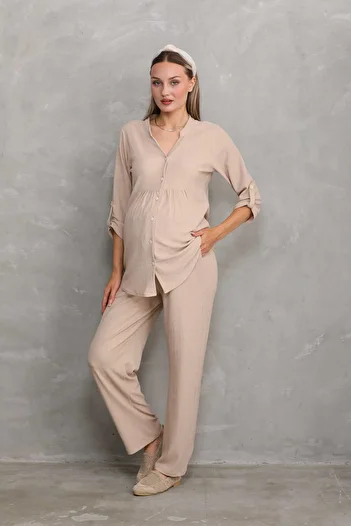 Miss Dünya Lissa Front Buttoned V-Neck Suit for Pregnant and Maternity