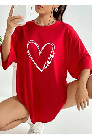 West Way Unisex Oversize T-Shirt - Big Heart Printed