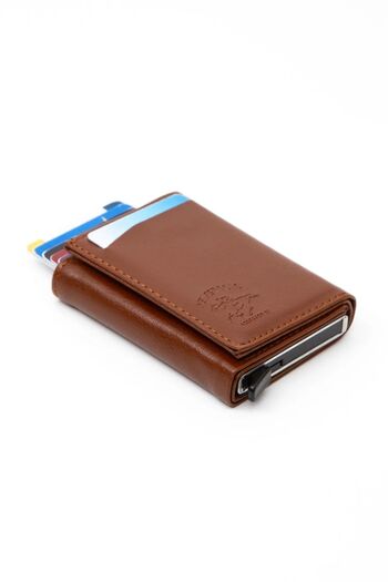 Bürke Unisex Smart Credit Card Holder - Multi-Compartment, Mechanism Leather Wallet