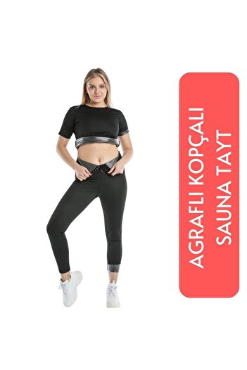 NEDEFİT Zayıflatan Termal Sauna Agraflı Terleten Yüksek Bel Zayıflatan Spor Tayt